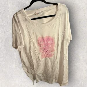 LulaRoe Liv Tshirt-Size 3XL-Off White & Pink “With A Light In Her Eyes…”-NWT